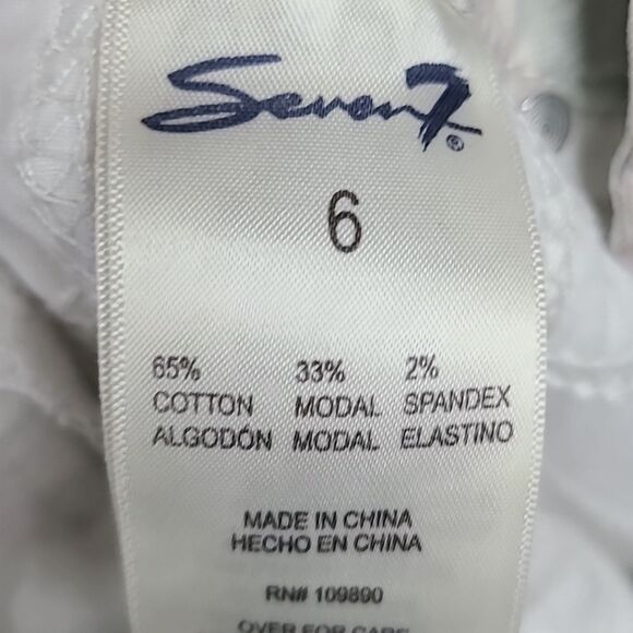 Seven7 High Rise Tummyless Skinny Jeans White Floral Print Stretch Denim Size 6 - Picture 12 of 13